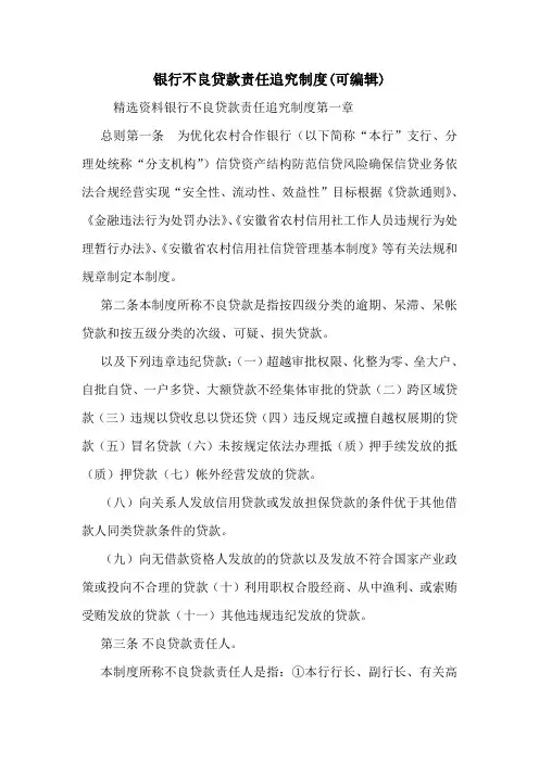 银行不良贷款责任追究制度(可编辑)_0