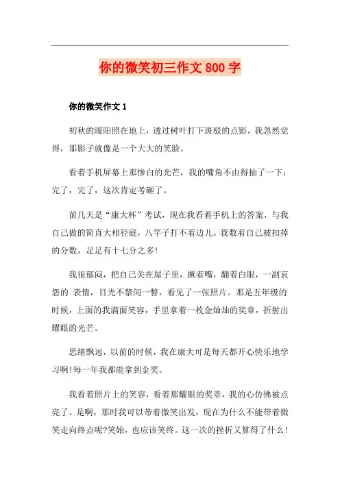 你的微笑初三作文800字