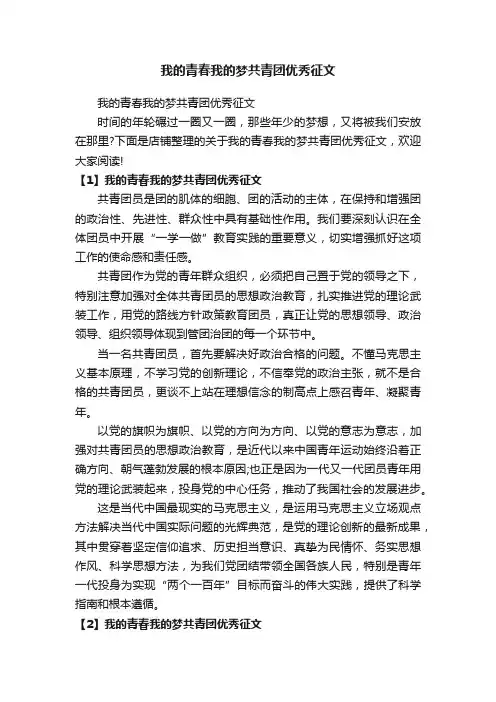 我的青春我的梦共青团优秀征文