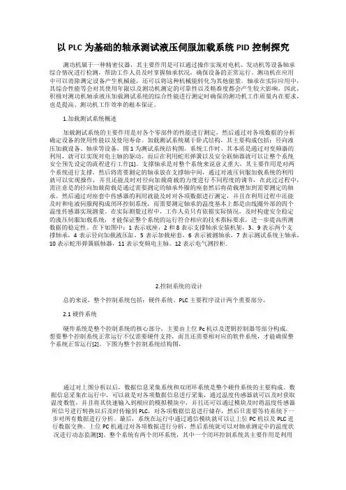 以PLC为基础的轴承测试液压伺服加载系统PID控制探究