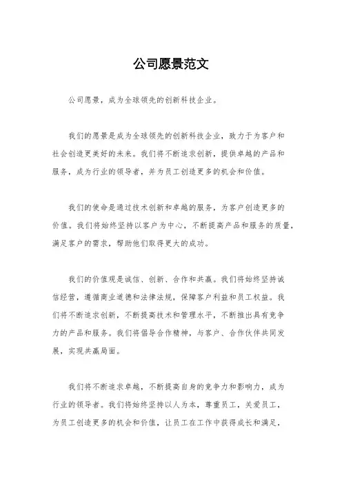 公司愿景范文
