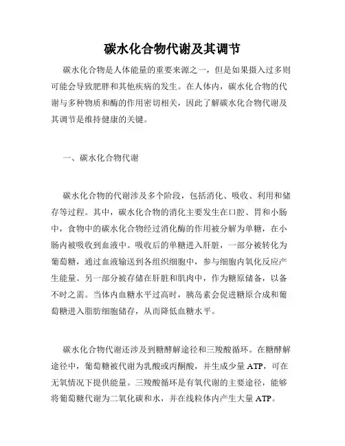 碳水化合物代谢及其调节