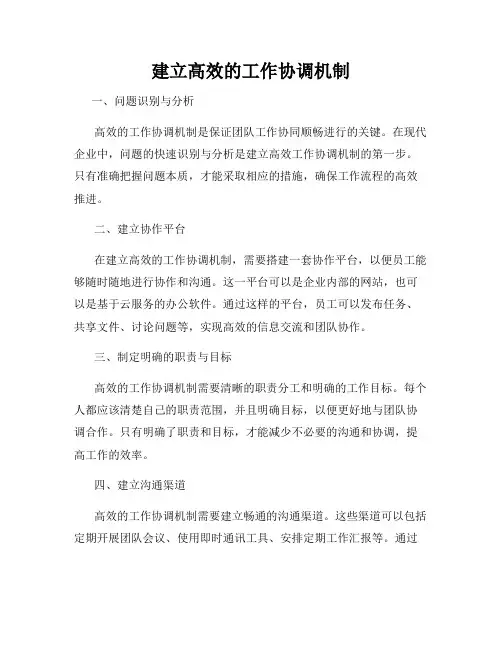 建立高效的工作协调机制