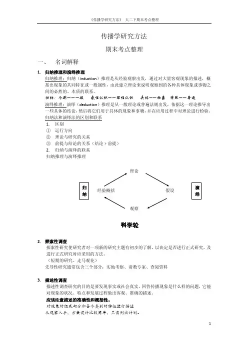 传播学研究方法期末考点整理