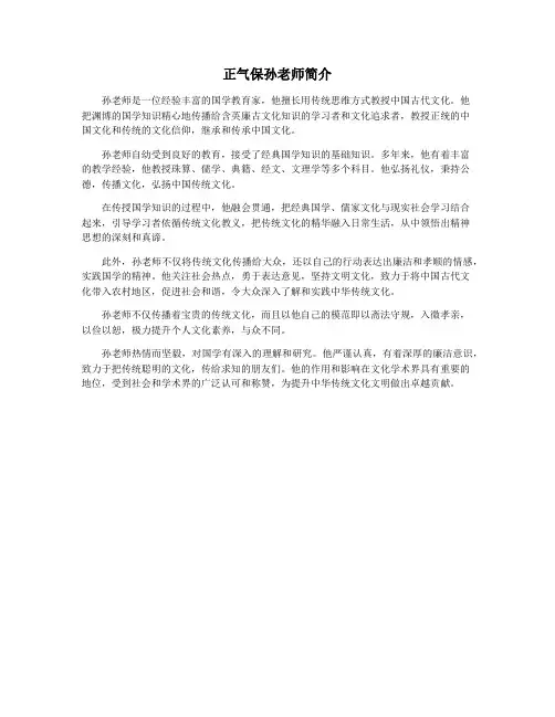 正气保孙老师简介