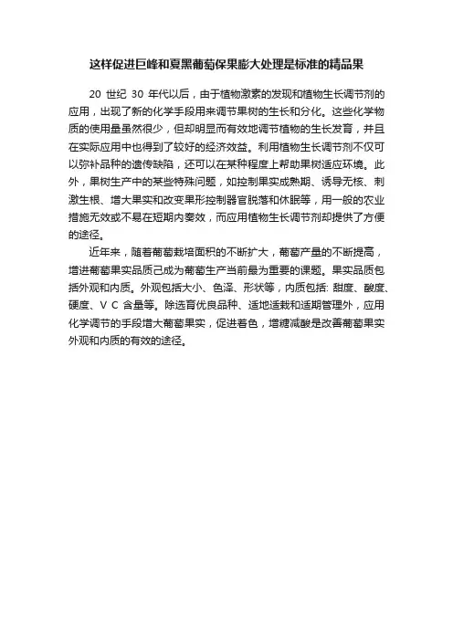 这样促进巨峰和夏黑葡萄保果膨大处理是标准的精品果