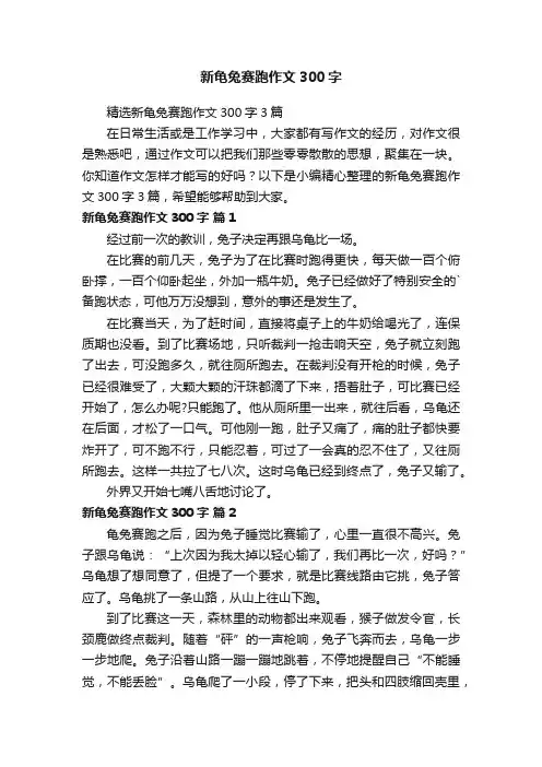 精选新龟兔赛跑作文300字3篇
