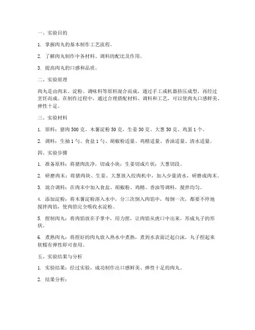 肉丸的制作实验报告