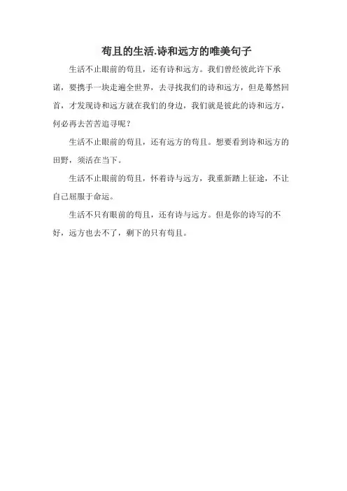 苟且的生活.诗和远方的唯美句子