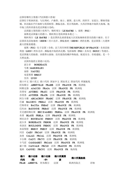 法国有哪些主要港口