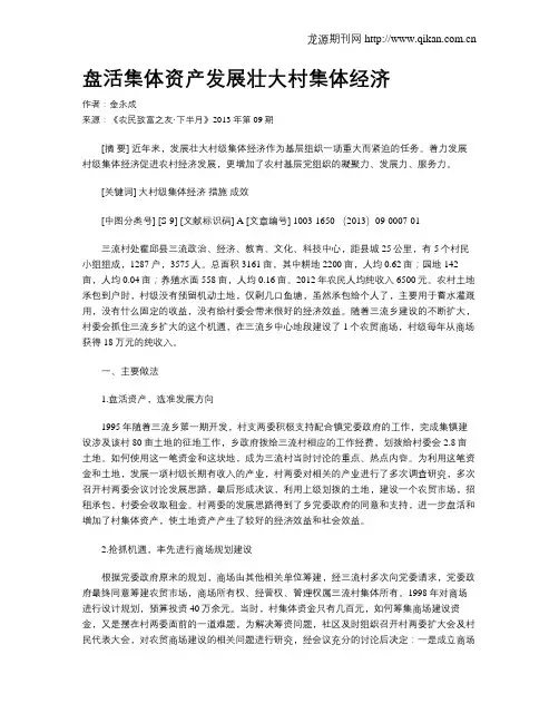 盘活集体资产发展壮大村集体经济
