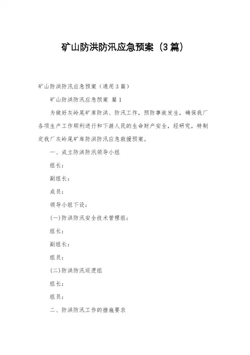 矿山防洪防汛应急预案(3篇)