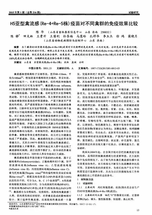 H5亚型禽流感(Re-4+Re-5株)疫苗对不同禽群的免疫效果比较