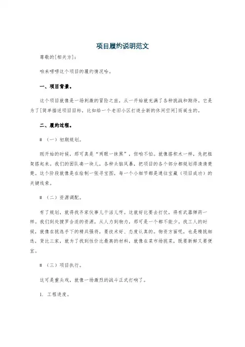 项目履约说明范文