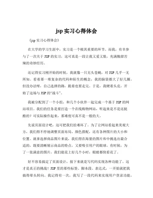 jsp实习心得体会