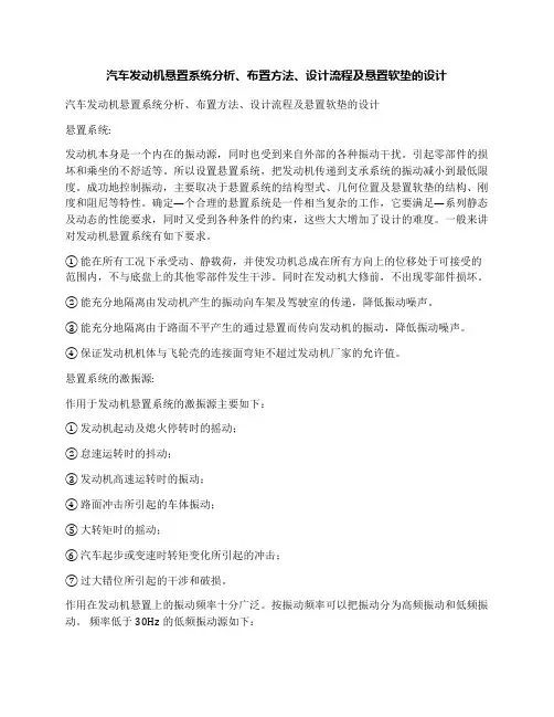 汽车发动机悬置系统分析、布置方法、设计流程及悬置软垫的设计