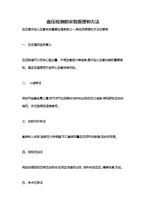 血压检测的实验原理和方法