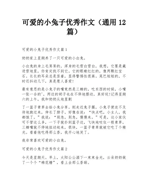 可爱的小兔子优秀作文(通用12篇)