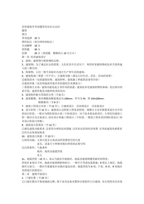 房屋建筑学考试题型及知识点总结