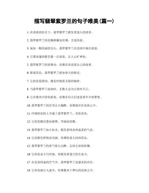描写翡翠紫罗兰的句子唯美(精选合集2篇)