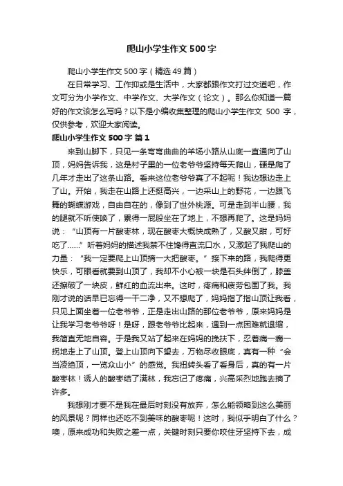 爬山小学生作文500字（精选49篇）