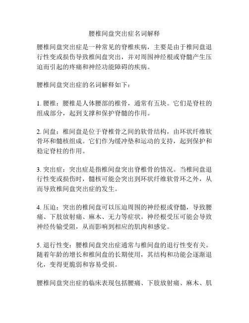 腰椎间盘突出症名词解释