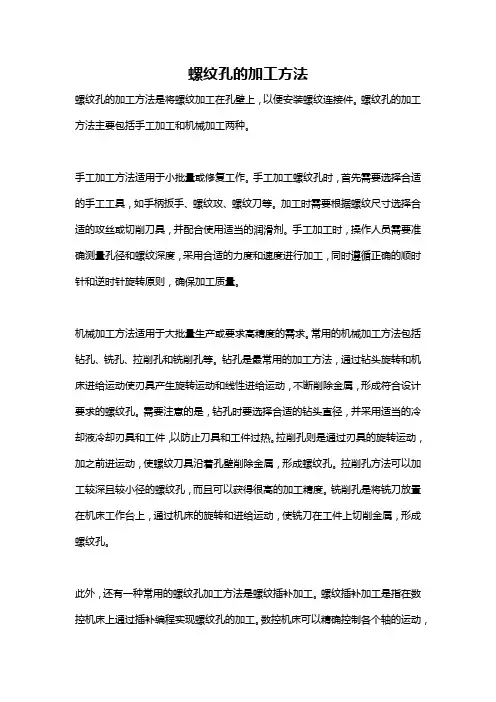 螺纹孔的加工方法