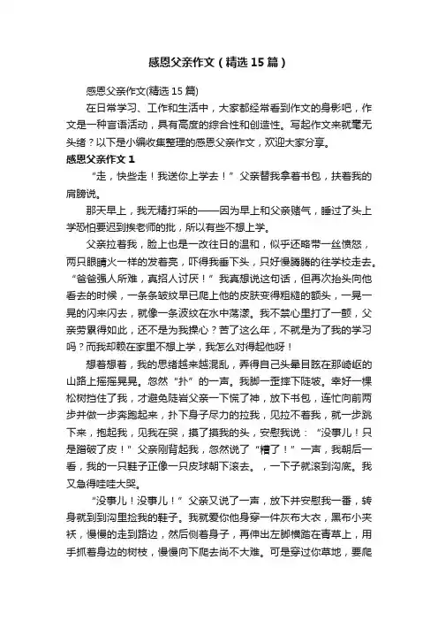 感恩父亲作文（精选15篇）