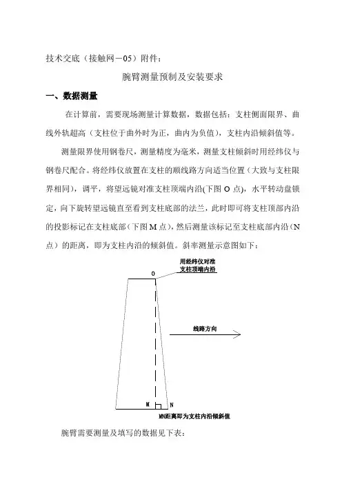 腕臂测量、预制的有关要求
