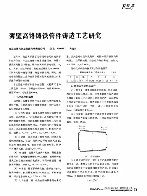 薄壁高铬铸铁管件铸造工艺研究