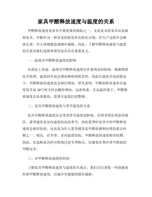 家具甲醛释放速度与温度的关系