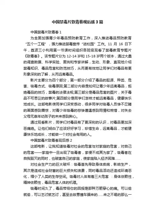 中国禁毒片致青春观后感3篇