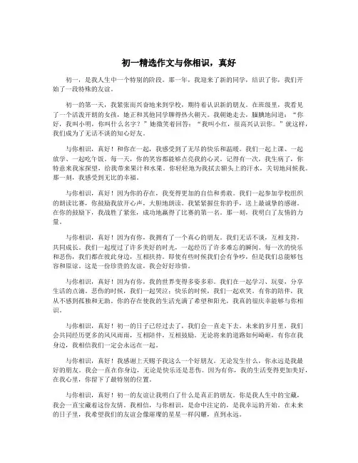 初一精选作文与你相识,真好