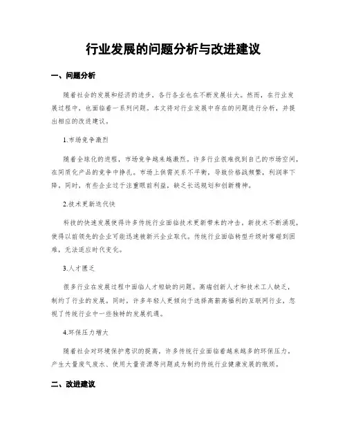 行业发展的问题分析与改进建议