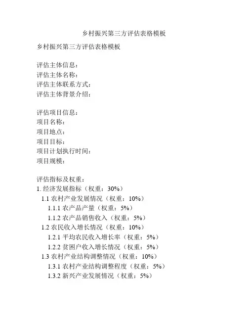 乡村振兴第三方评估表格模板
