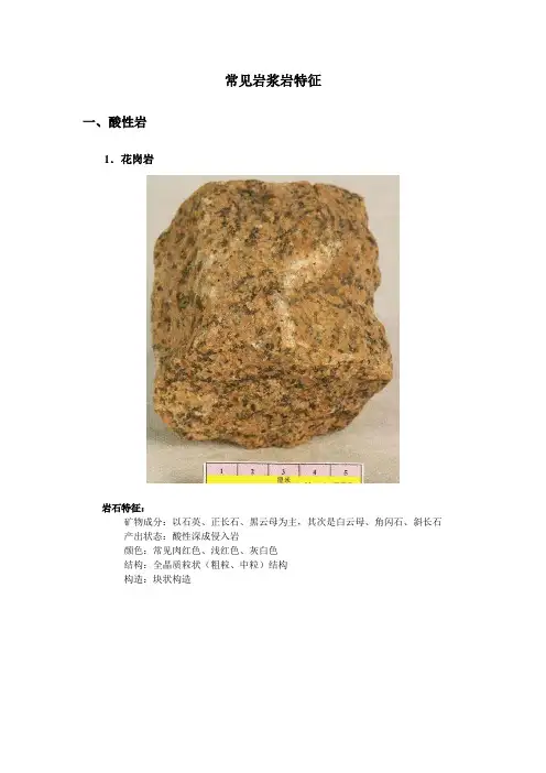 常见岩浆岩特征