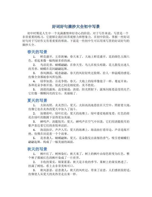 好词好句摘抄大全初中写景