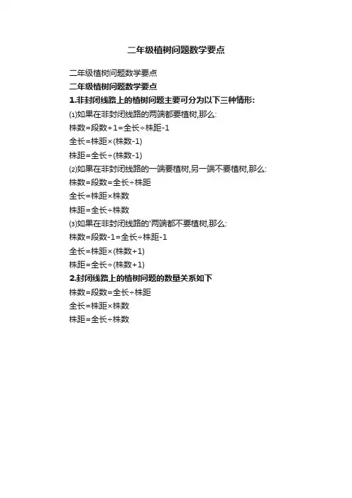 二年级植树问题数学要点