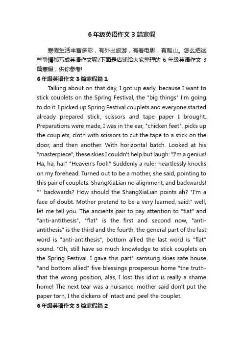 6年级英语作文3篇寒假