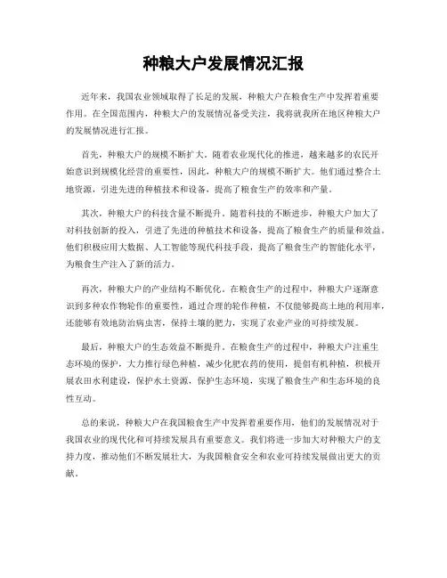 种粮大户发展情况汇报