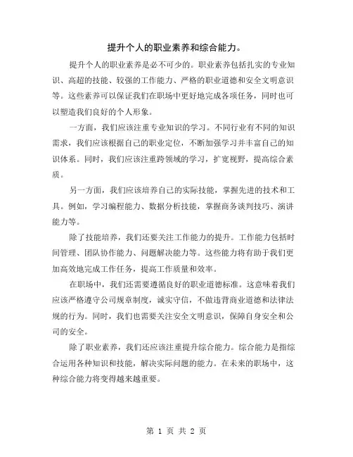 提升个人的职业素养和综合能力