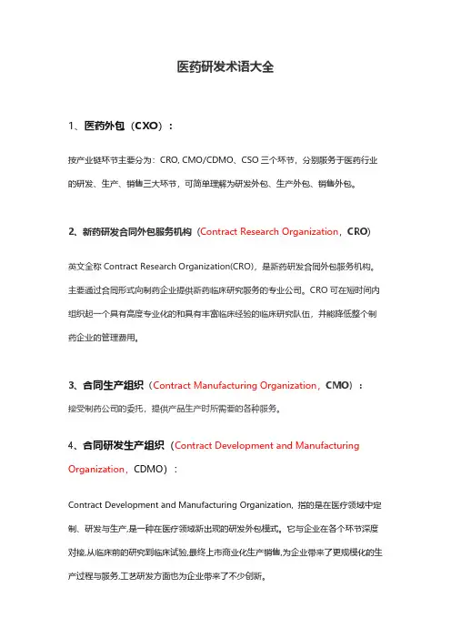 医药研发术语大全