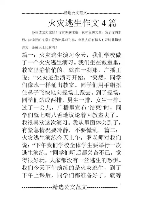 火灾逃生作文4篇