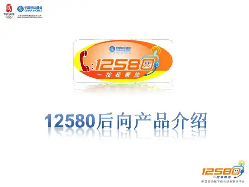 中国移动12580后向产品体系简介26页PPT文档