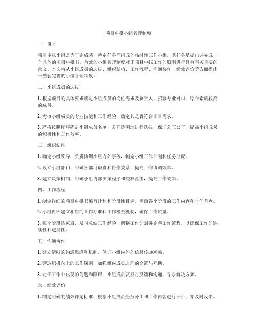 项目申报小组管理制度