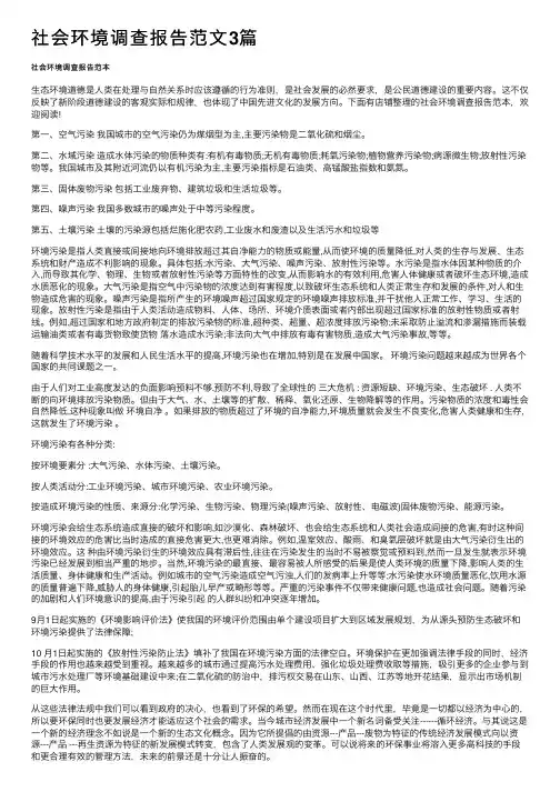 社会环境调查报告范文3篇