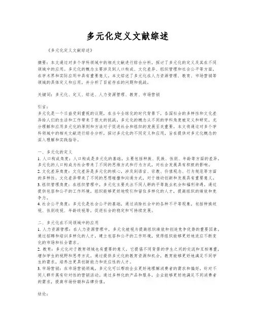 多元化定义文献综述
