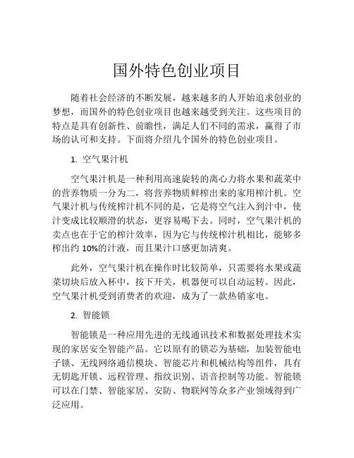 国外特色创业项目