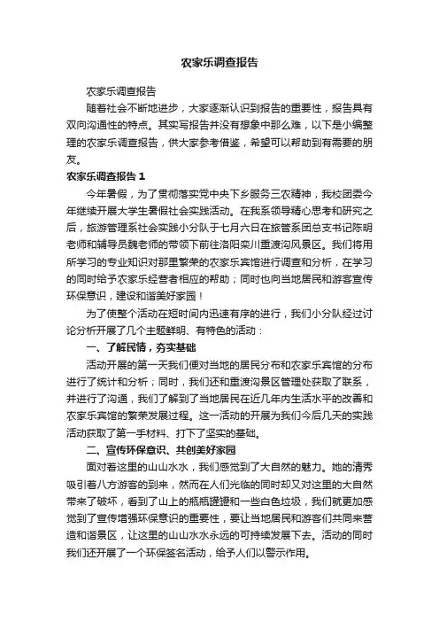 农家乐调查报告