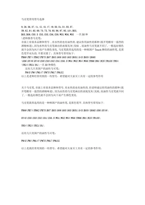 马克笔常用型号选择